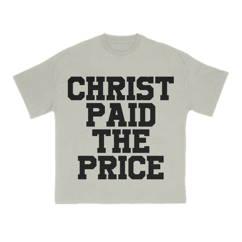 Christ Paid The Price Print T-shirt - Warm Grey - US16-18(2XL) - image 5
