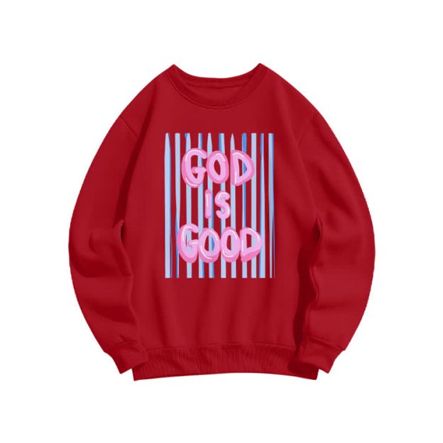 God Is God Oil Painting Print Sweatshirt - Red - US16-18(2XL) - image 6