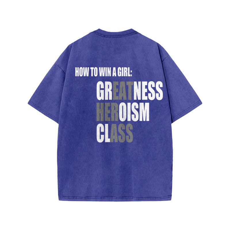 100% Cotton Greatness Heroism Classic Gym  Print Acid Washed T-shirt - Blue - US20-22(3XL) - image 7