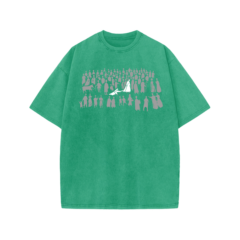 Vintage Silhouette Graphic Graphic Print Acid Washed T-shirt - Green - US20-22(3XL) - image 9