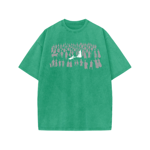 Vintage Silhouette Graphic Graphic Print Acid Washed T-shirt - Green - US20-22(3XL) - image 9