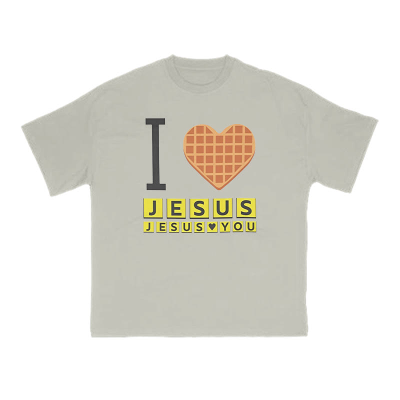 Unisex I Love Jesus Jesus Loves You Print T-shirt - Warm Grey - US16-18(2XL) - image 4