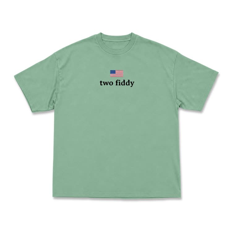 Two Fiddy American Flag Graphic T-Shirt - Light Green - US16-18(2XL) - image 9