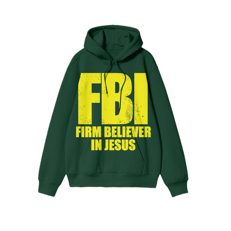 Unisex Firm Believer In Jesus Print Hoodie - Dark Green - US16-18(2XL) - image 6