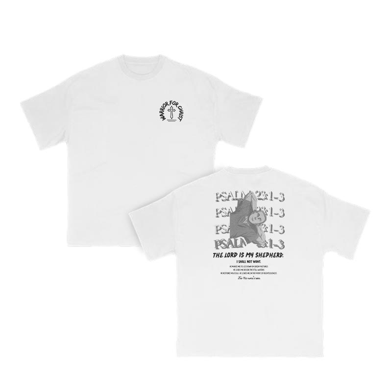 The Lord Is My Shepherd Psalm 23:1-3 Print T-shirt - White - US16-18(2XL) - image 3