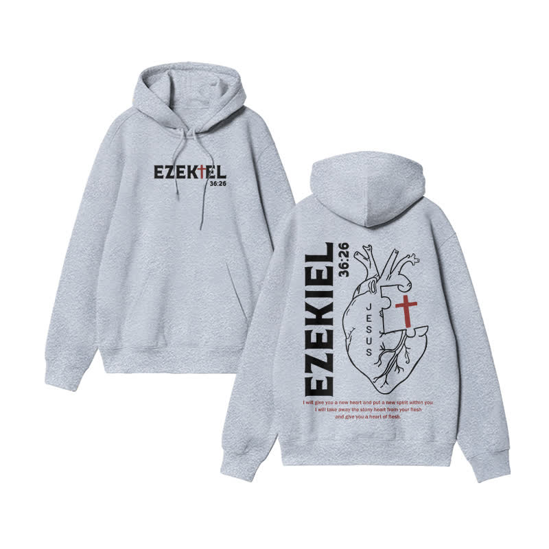 Unisex Ezekiel 36:26 Print hoodie - Grey - US16-18(2XL) - image 3