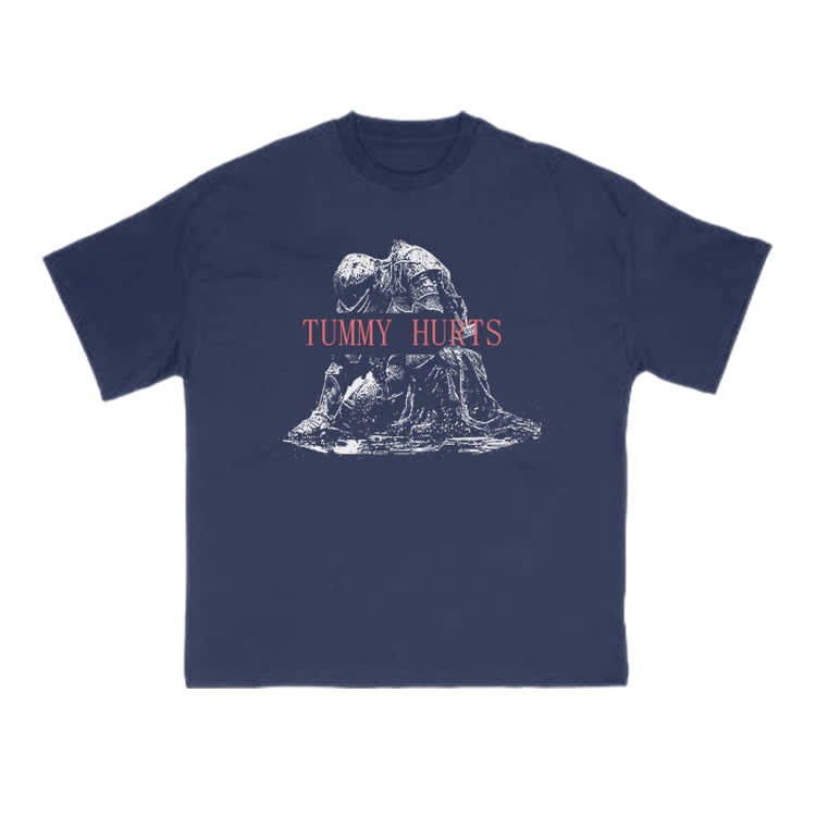 Tummy Hurts Print T-shirt - Navy Blue - US16-18(2XL) - image 7