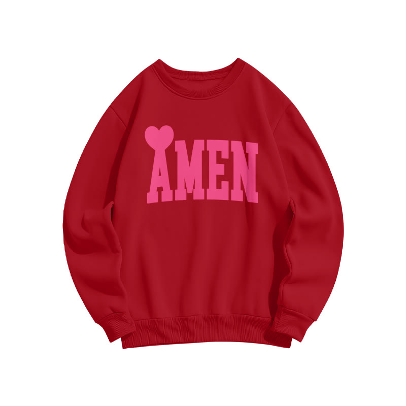Amen Valentine's Day Print Sweatshirt - Red - US16-18(2XL) - image 6