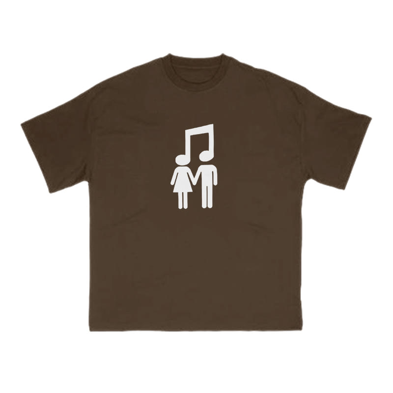 Unisex Music Makes Us Love Print T-shirt - Coffee - US16-18(2XL) - image 6
