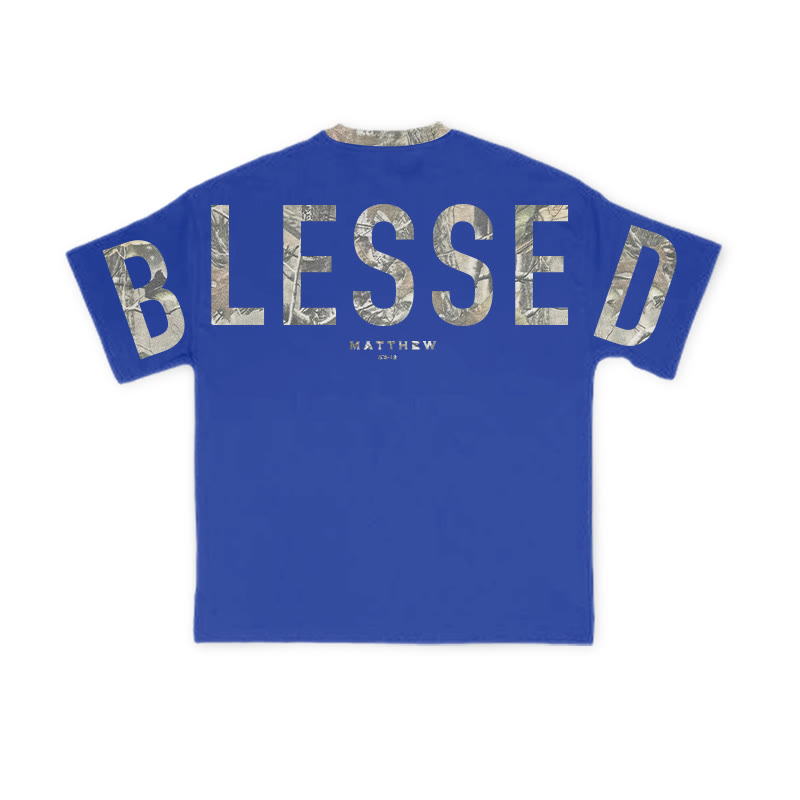 Blessed Matthew 5:3-12 Dead Leaves Camouflage Print T-shirt - image 16