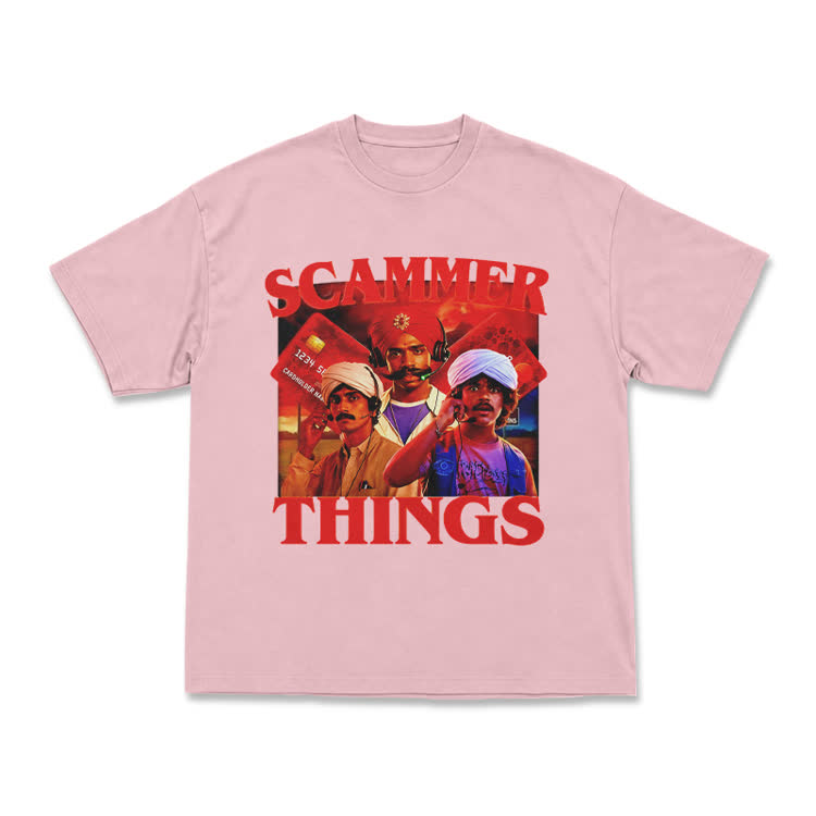 Street Graphic Scammer Things Boxy Crew Neck T Shirt - Pink - US16-18(2XL) - image 12
