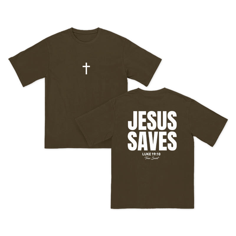 Unisex 100% Cotton Jesus Saves Cross Print T-shirt