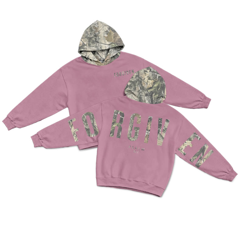 Forgiven Psalm 32:1 Dead Leaves Camouflage Print Hoodie - Pink - US28-30(4XL) - image 16