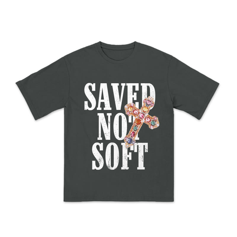 Unisex 100% Cotton Saved Not Soft Gemstone Cross Print T-shirt