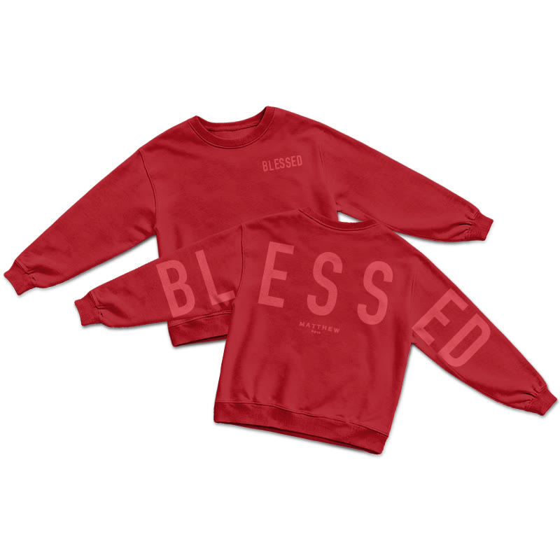 Blessed Matthew 5:3-12 Print Sweatshirt - Red - US16-18(2XL) - image 8