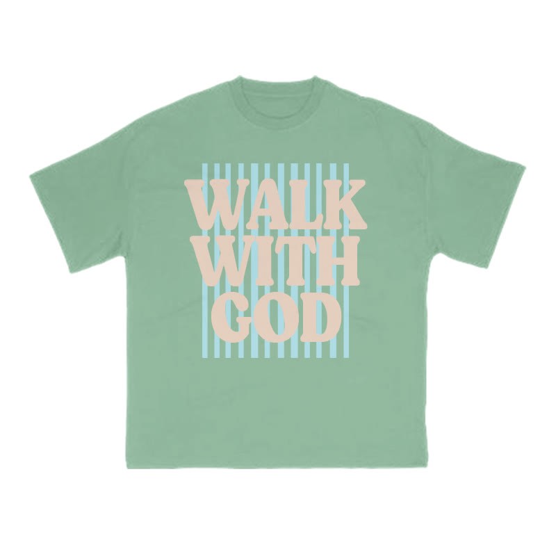 Unisex 100% Cotton Walk With God Stripes Print T-shirt - Green - US16-18(2XL) - image 5