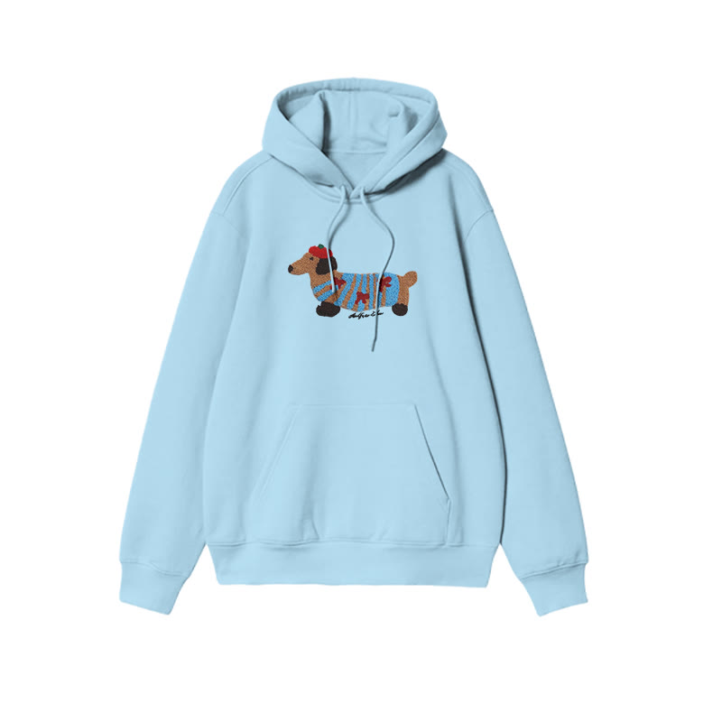 Cute Floral Dachshund Print Causal Hoodie - Blue - US16-18(2XL) - image 7