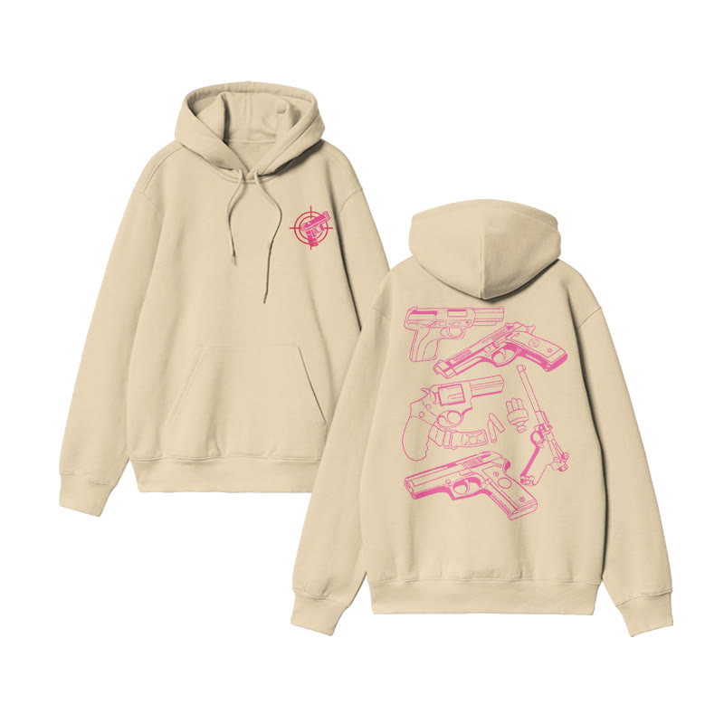 Color Block Gun Print Hoodie - Apricot - US16-18(2XL) - image 5