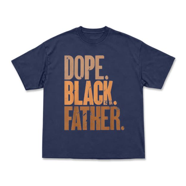 Vintage Dope Black Father Graphic Print T-shirt - Navy Blue - US16-18(2XL) - image 5