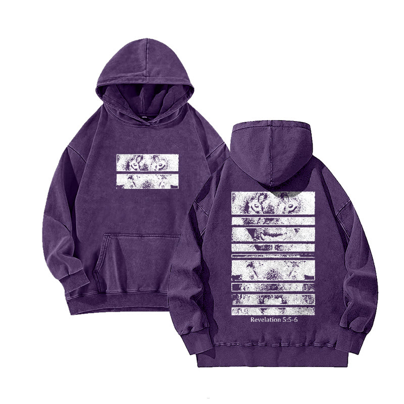 Revelation 5:5-6 Print Acid Washed Hoodie  - Purple - US16-18(2XL) - image 6
