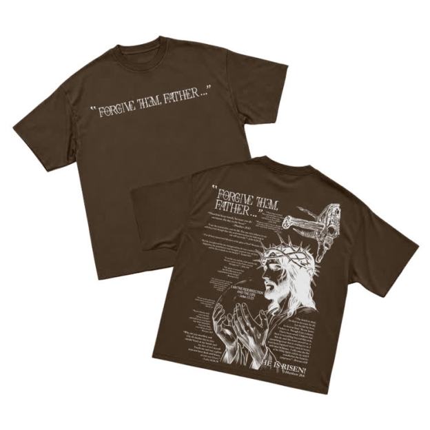 Streetwear Forgive Them Father Graphic T-Shirt - Coffee - US16-18(2XL) - image 14