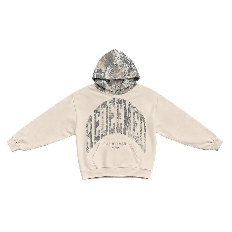 Redeemed Galatians 2:20 Dead Leaves Camouflage Patchwork Print Hoodie - Apricot - US44-46(8XL) - image 4