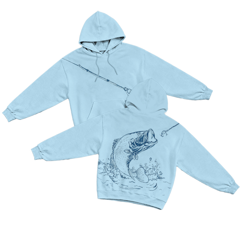 Streetwear Fishing Line Art Hoodie - Blue - US16-18(2XL) - image 4