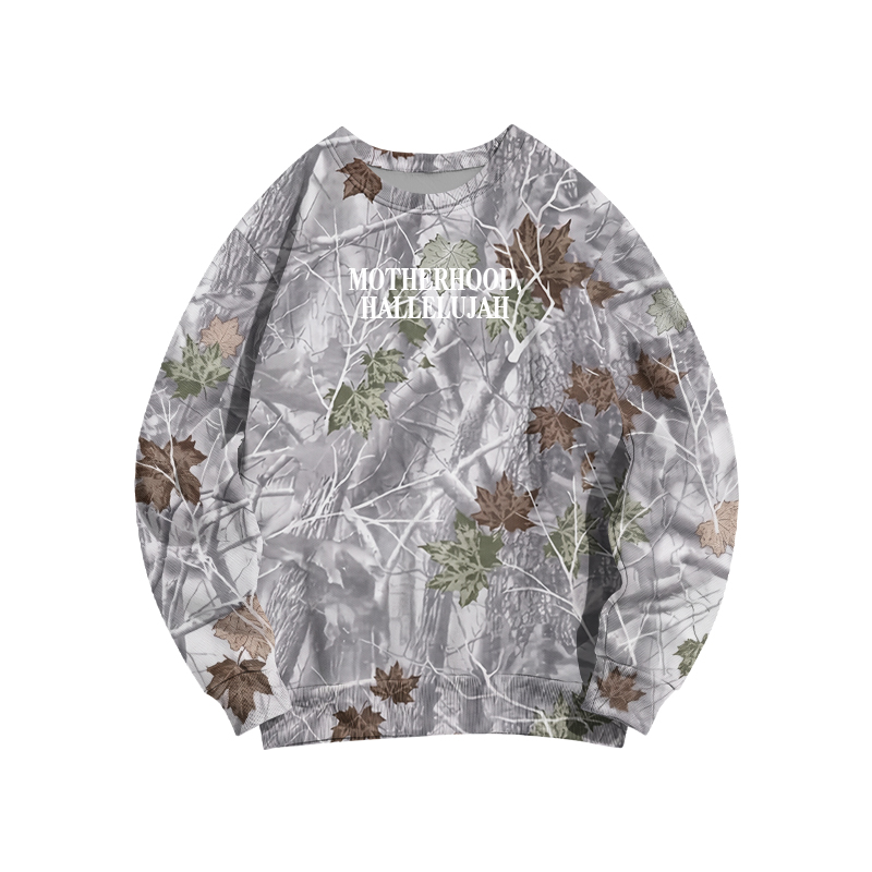 Vintage Camo MOTHERHOOD HALLELUJAH  Print Sweatshirt - Grey Brown Leaf Camo - 3XL - image 12