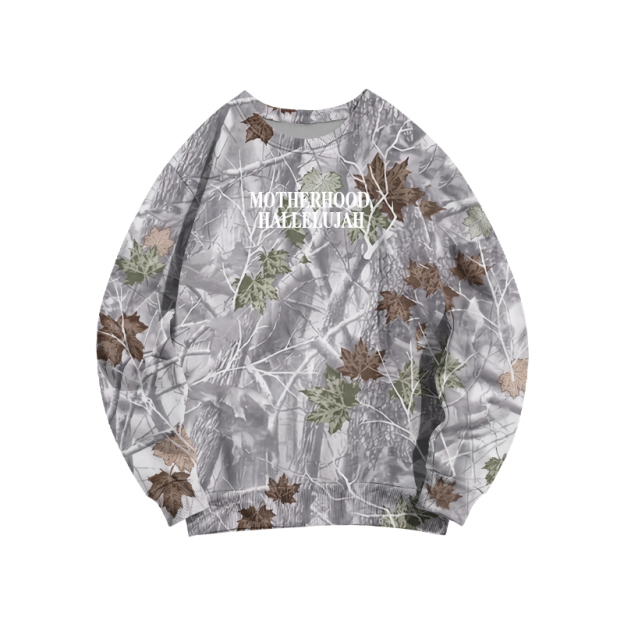 Vintage Camo MOTHERHOOD HALLELUJAH  Print Sweatshirt - Grey Brown Leaf Camo - 3XL - image 12