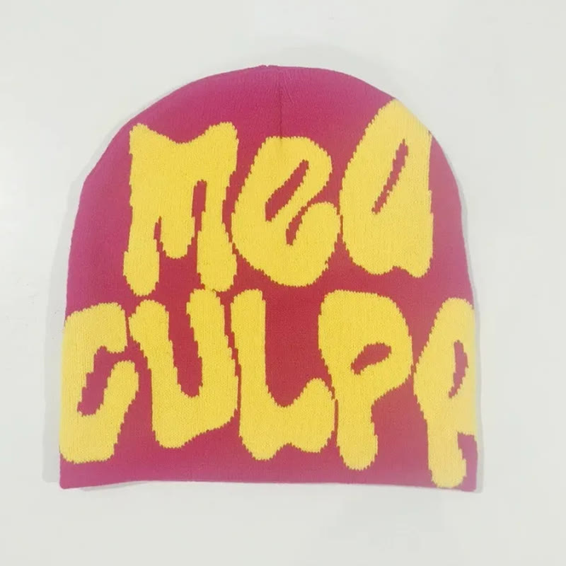 Mea Culpa Pattern Knit Hat - Rose Yellow - one size - image 19