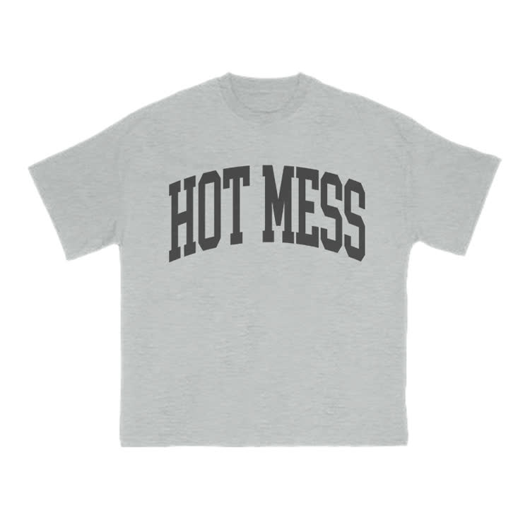Casual Hot Mess Graphic Crew Neck T Shirt - Grey - US16-18(2XL) - image 3