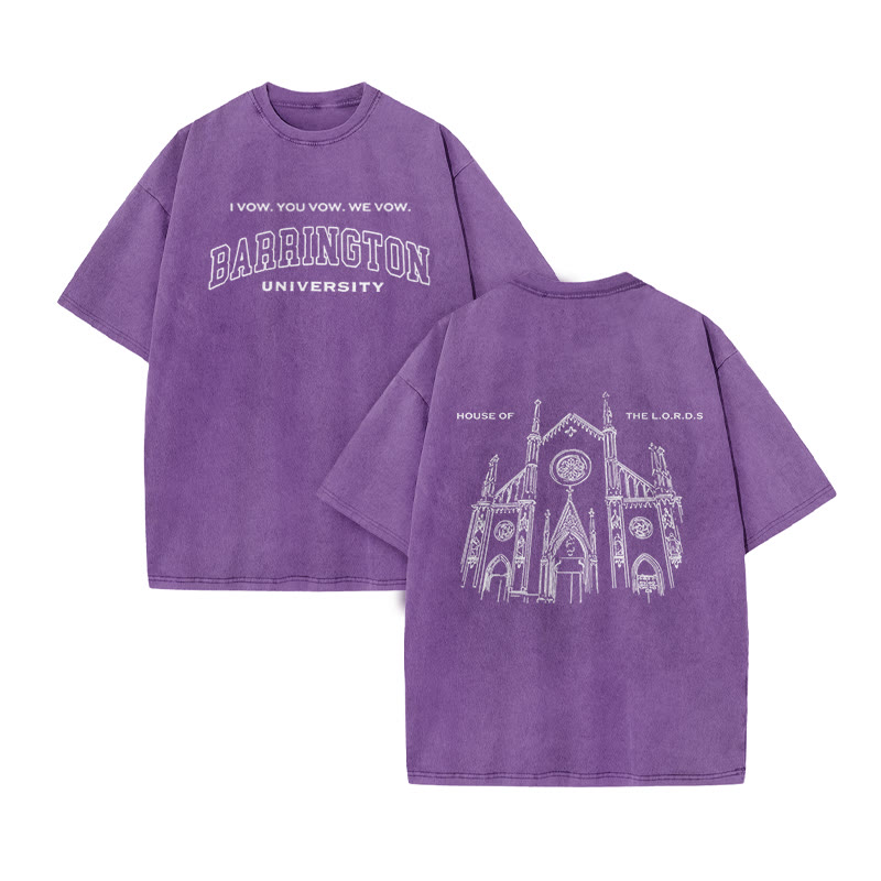 Unisex 100% Cotton House Of The Lord Print Acid Washed T-shirt - Purple - US20-22(3XL) - image 9