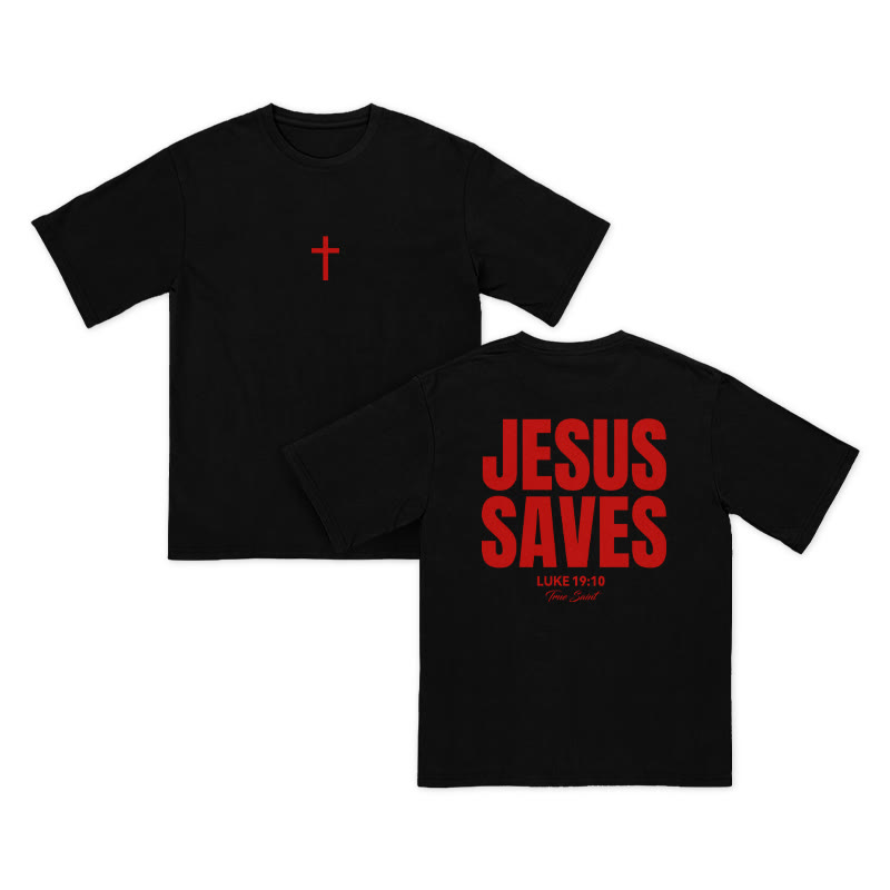 Unisex 100% Cotton Jesus Saves Cross Print T-shirt