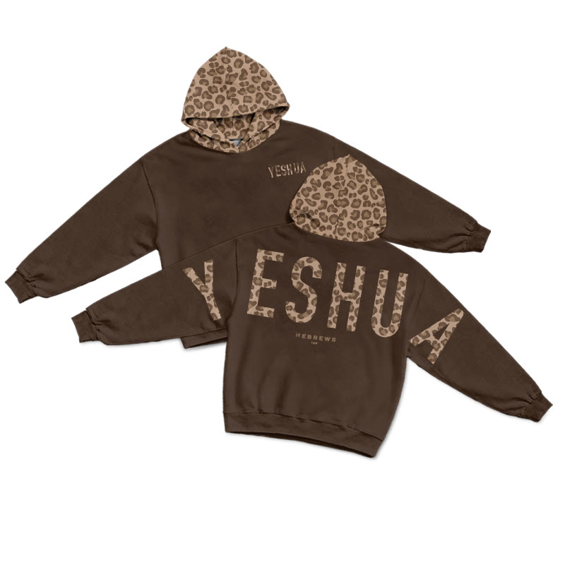 Yeshua Hebrews 13:8 Leopard Design Patchwork Print Causal Hoodie - Brown - US44-46(8XL) - image 4