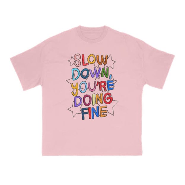 Slow Down, You're Doing Fine Print T-shirt - Pink - US16-18(2XL) - image 9