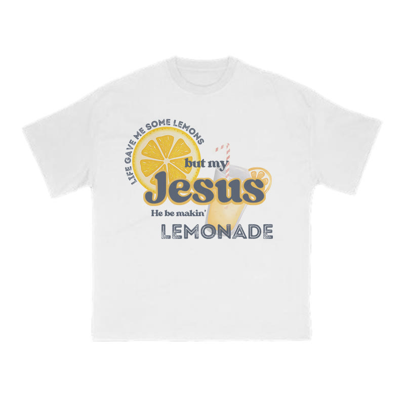 Unisex 100% Cotton My Jesus He Be Makin Lemonade Print T-shirt - White - US16-18(2XL) - image 3