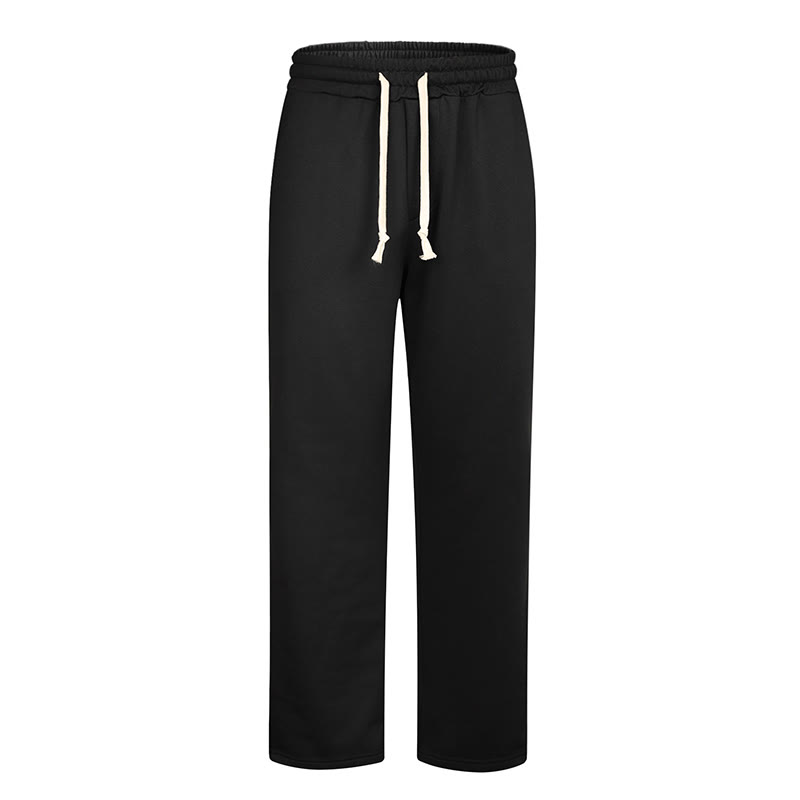 Solid Color Straight Drawstring Casual Sweatpants - image 4