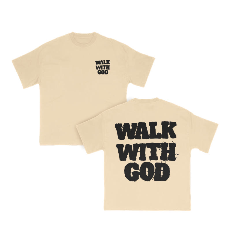 Unisex Walk With God Print T-shirt - Apricot - US16-18(2XL) - image 6