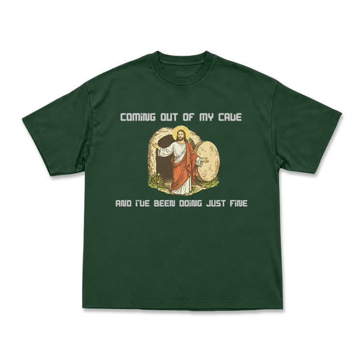 Faith Humorous Jesus Illustration Jersey T-Shirt - Green - US16-18(2XL) - image 5