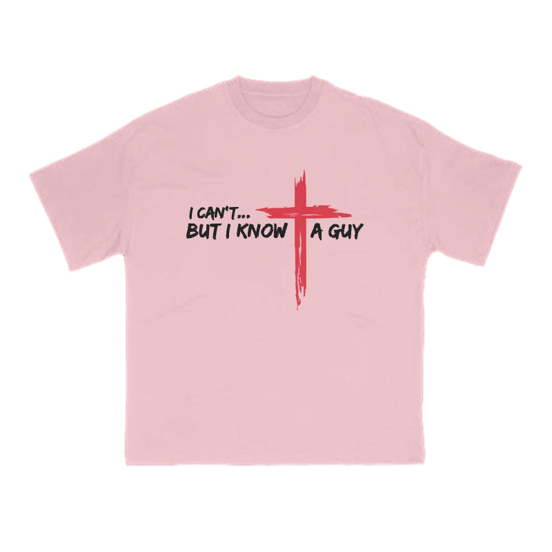 I Can't But I Know A Guy Red Cross Print T-shirt - Pink - US16-18(2XL) - image 9