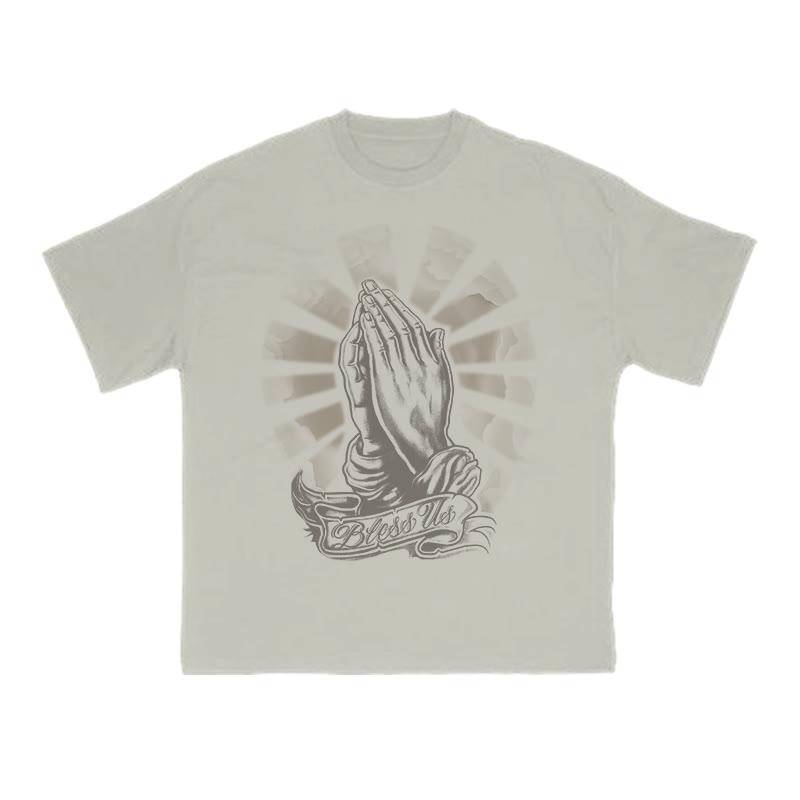 Unisex 100% Cotton Bless Us Print T-shirt - Warm Grey - US16-18(2XL) - image 4