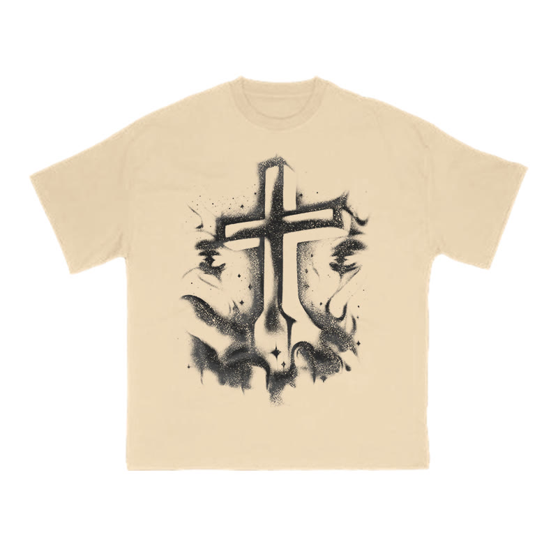  The Cross On The Palm Print T-shirt - Apricot - US16-18(2XL) - image 6