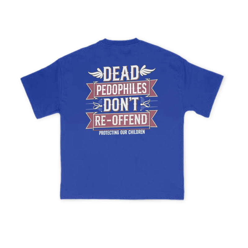 Dead Pedophiles Don't Re-offend Wings Print T-shirt - Blue - US16-18(2XL) - image 8