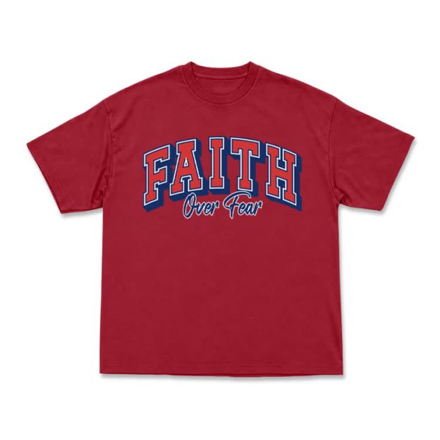 Vintage Faith Over Fear Classic T-Shirt - Red - US16-18(2XL) - image 3