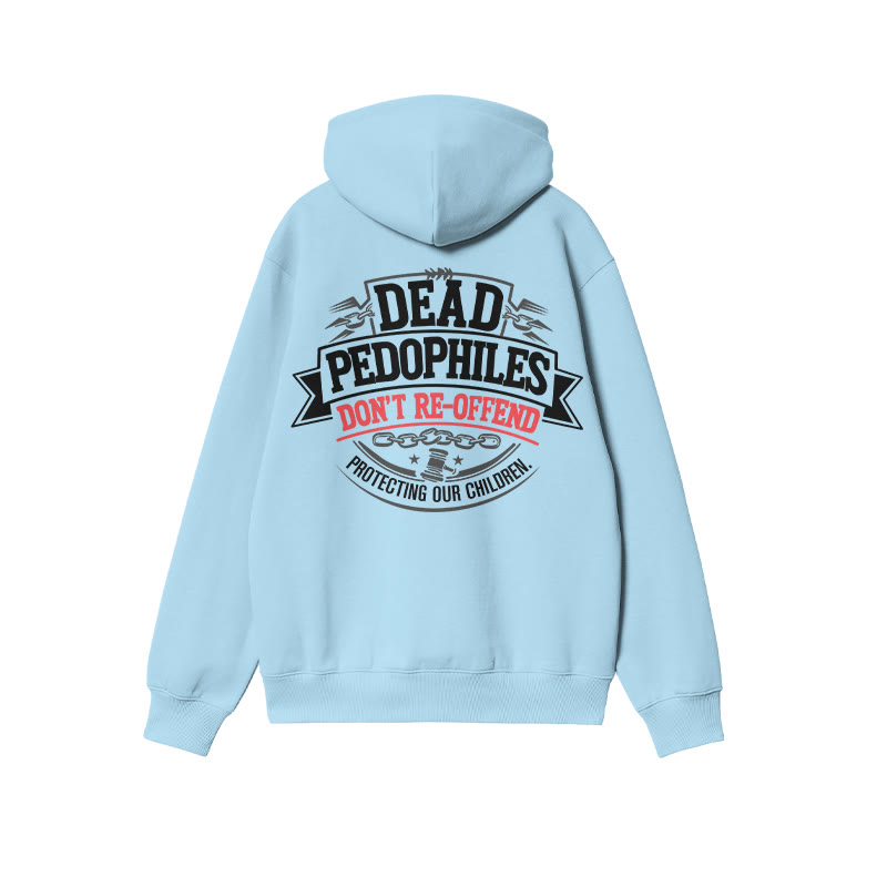 Dead Pedophiles Don't Re-offend Shield Print Hoodie - Blue - US16-18(2XL) - image 8