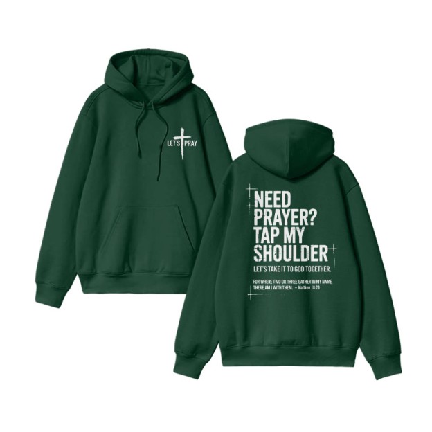 Need Prayer? Tap My Shoulder Print Hoodie - Dark Green - US16-18(2XL) - image 7
