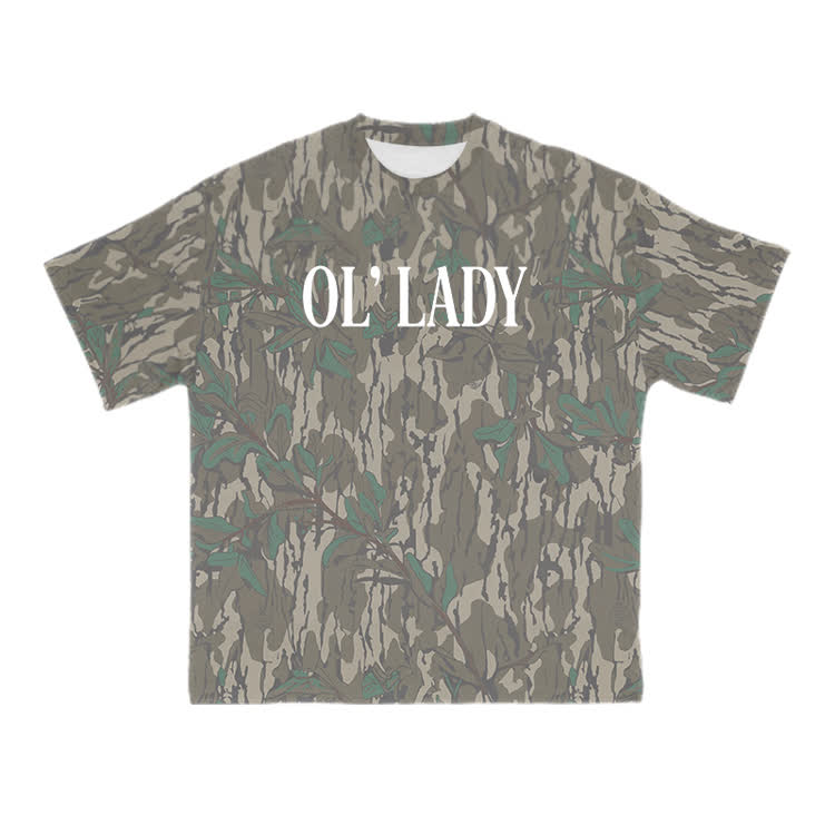 Ol' Lady Camo Print T-shirt - Army Green - 8XL - image 4