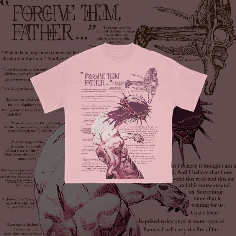 Unisex 100% Cotton Forgive Them,Father Bible Verses Print T-shirt - Pink - 2XL - image 10