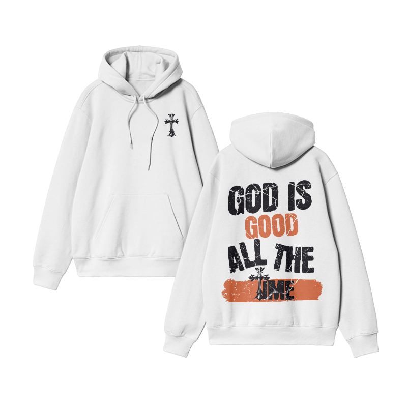 Unisex God Is Good All The Time Print Hoodie - White - US16-18(2XL) - image 3