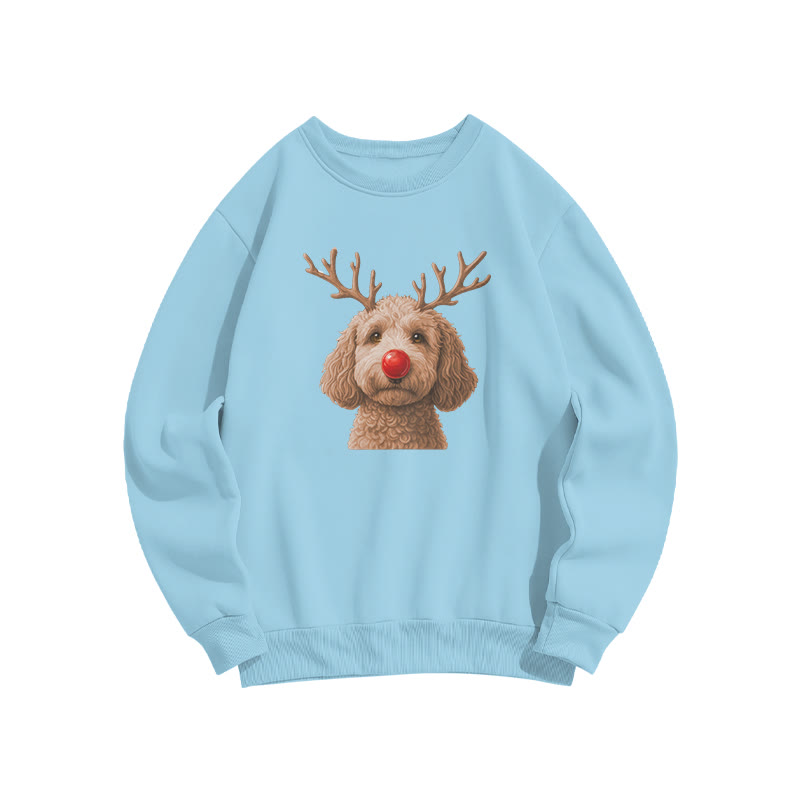Deer Antler Apricot Poodle Print Sweatshirt - Blue - US16-18(2XL) - image 7